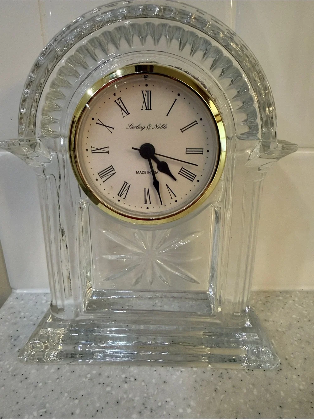 Sterling & noble Clear Glass Mantel Clock with Gold Trim - Clear